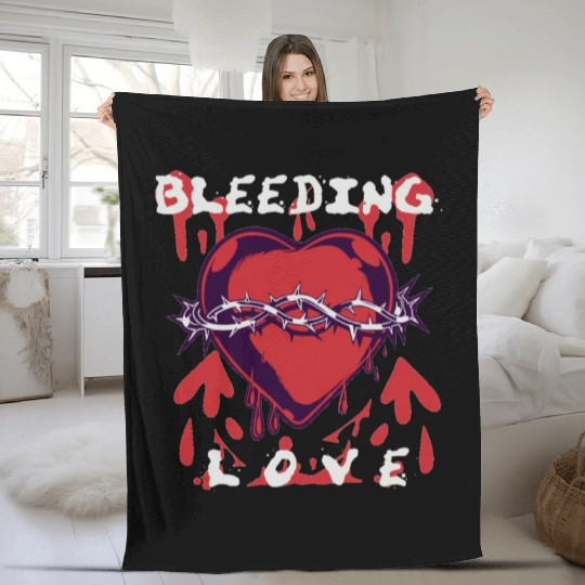 Bleeding love, heart, broken, depressed, dark Fleece Blankets