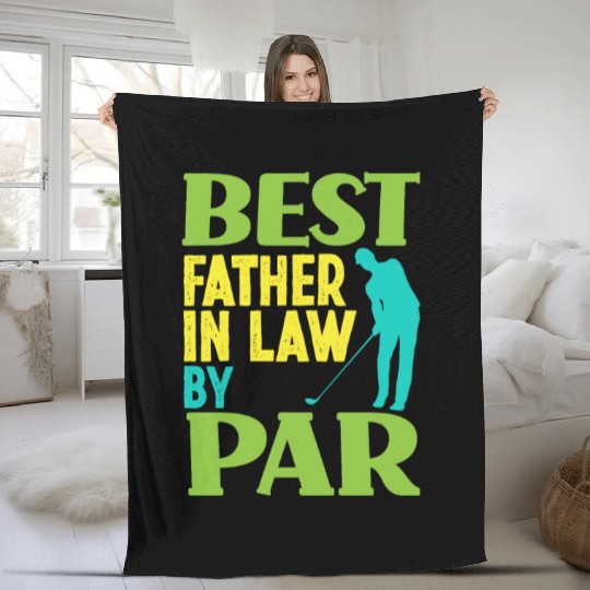 Best Step Dad Father In Law Golf Player Golfer Fleece Blankets