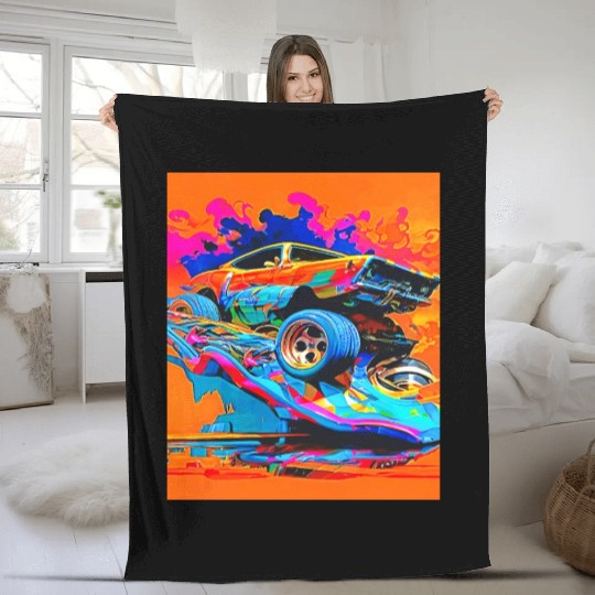 Car Muscle Car Vintage Retro muscle car Fleece Blankets