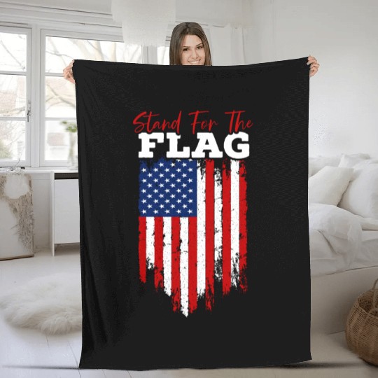 Stand For The Flag Veteran USA Flag Memorial Day Fleece Blankets