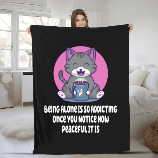 Peace Is Addicting Leave Me Alone Introvert Nerd A Fleece Blankets