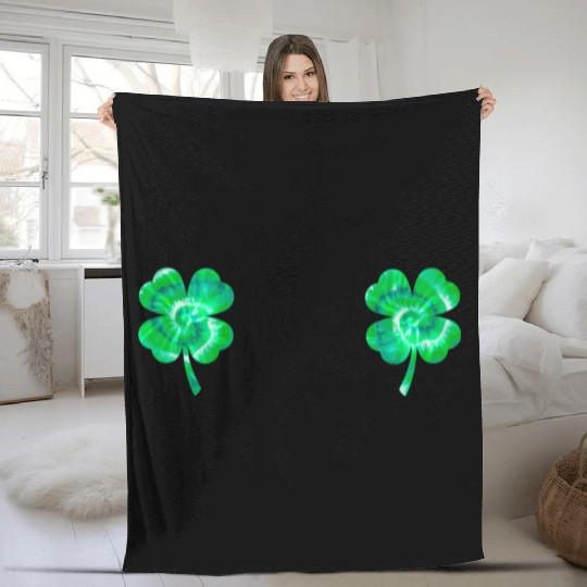 Shamrock Boobs Tie Dye Irish Boobies St Patricks Fleece Blankets