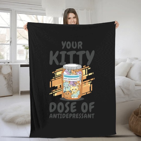 Antidepressant Kitten Medicine Cat Owner Fleece Blankets