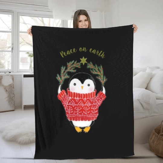 Peace Penguin Fleece Blankets