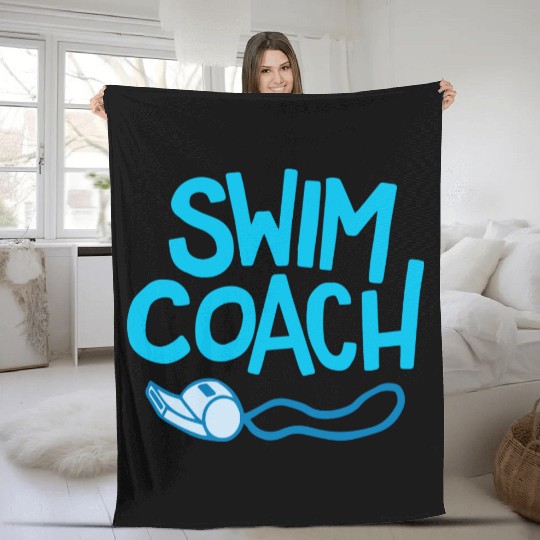 Swim Coach Swimming Fleece Blankets