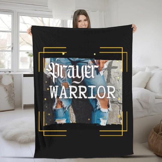 Prayer Warrior - Ripped Jeans Fleece Blankets