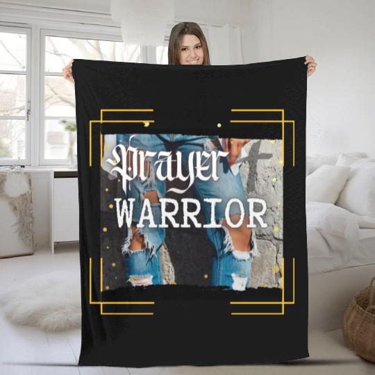 Prayer Warrior - Ripped Jeans Fleece Blankets