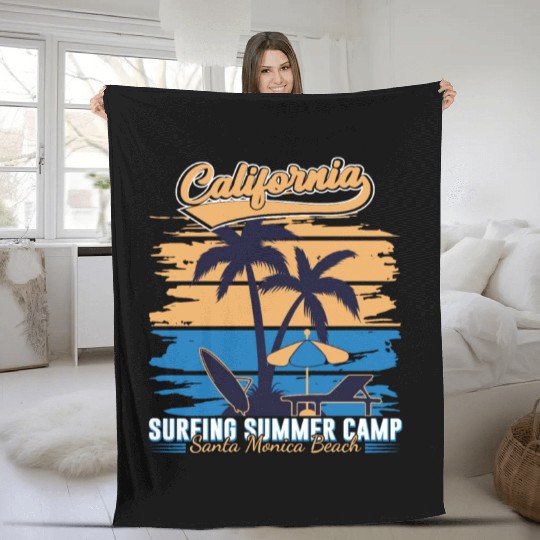 California Surfing Summer Camp Fleece Blankets