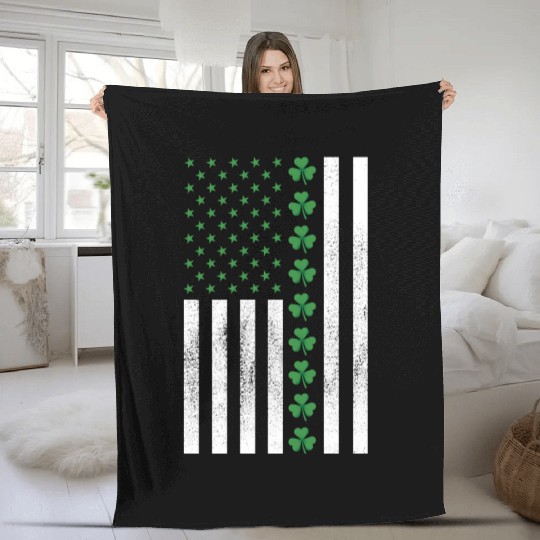 IRISH American Flag Shamrock St.Patrick's Day Fleece Blankets
