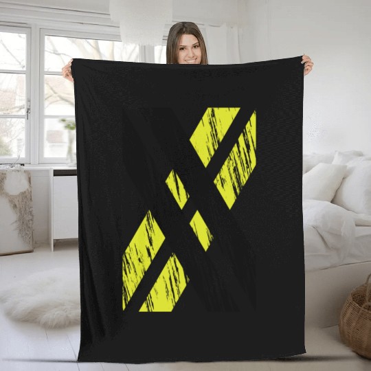 X black and yellow Fleece Blankets