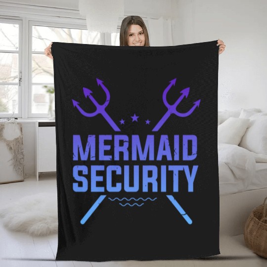 Mermaid Security Funny Fleece Blankets