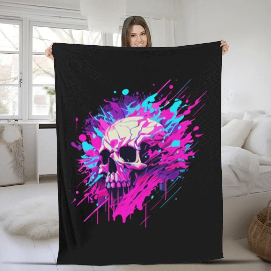 Vaporwave Skull Urban Aesthetic Pastel Goth Street Fleece Blankets