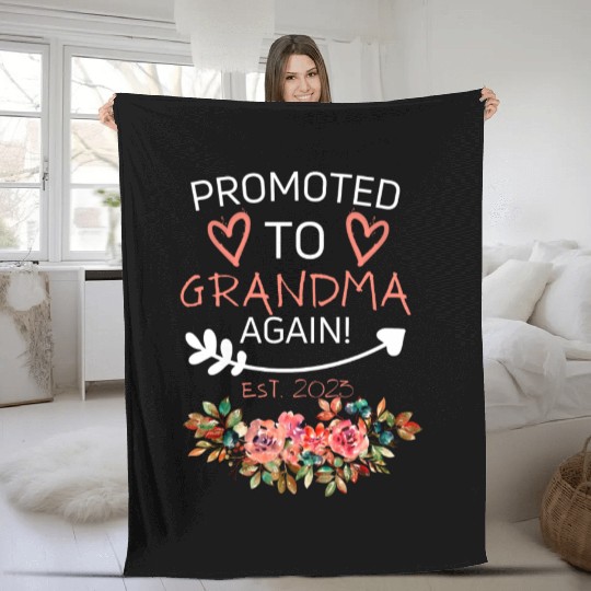 Promoted To Grandma Again New Nana Granny Mothers Fleece Blankets