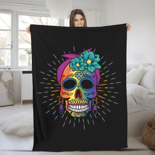 El Dia De Los Muertos LGBTQ LGBT Pride Month Fleece Blankets