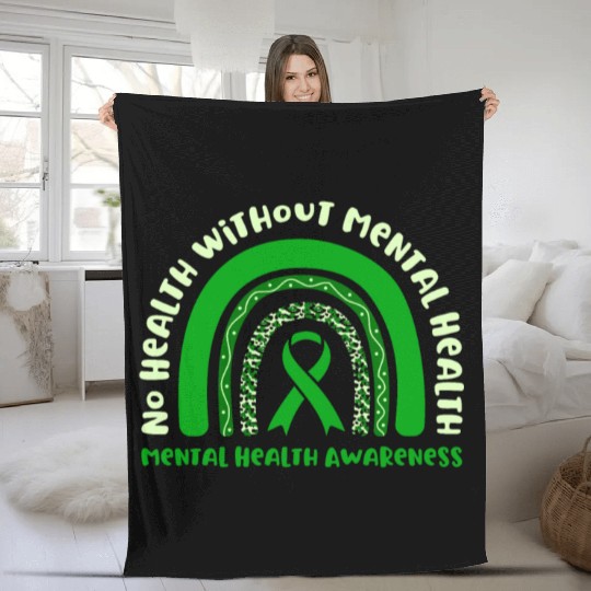 No Health Without Mental Health Awareness Fleece Blankets