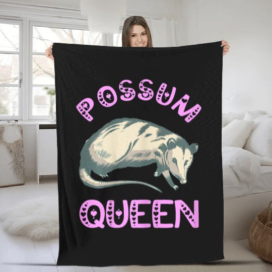 Possum Queen Cute Opossum Lover Funny Fleece Blankets