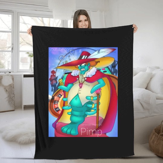 Cornbread Shrimp Da' Pimp (green) Fleece Blankets