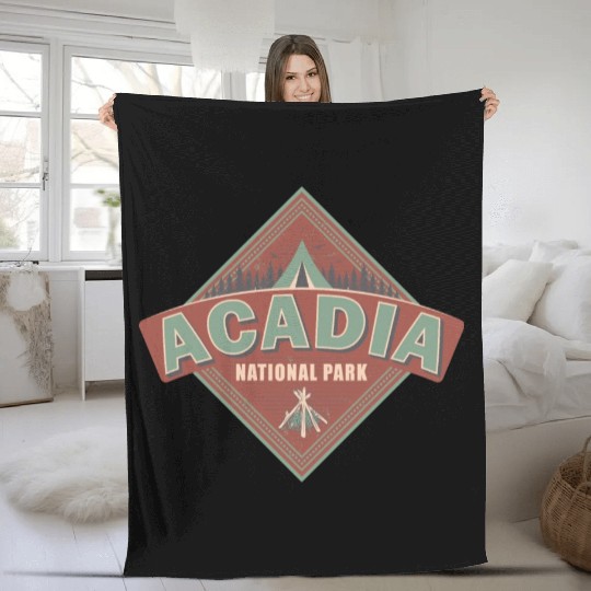 Acadia National Park Maine Vintage US Camping Fleece Blankets