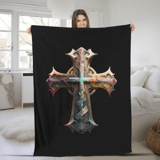 Jesus Cross Painting Fleece Blankets