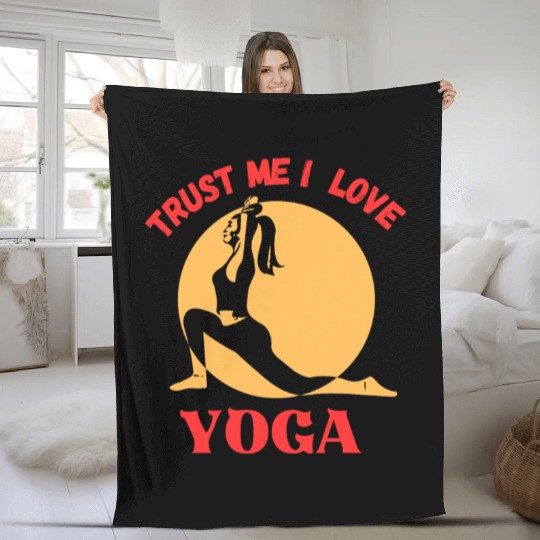 Trust me I love yoga Fleece Blankets
