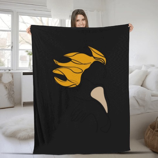 Girl Line Art Fleece Blankets