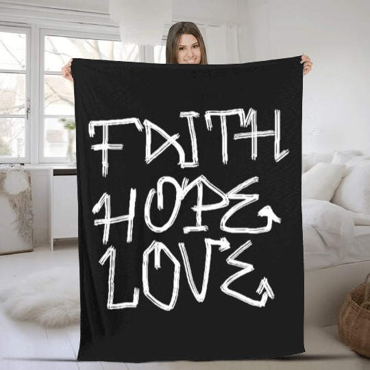 Faith, hope, love Fleece Blankets