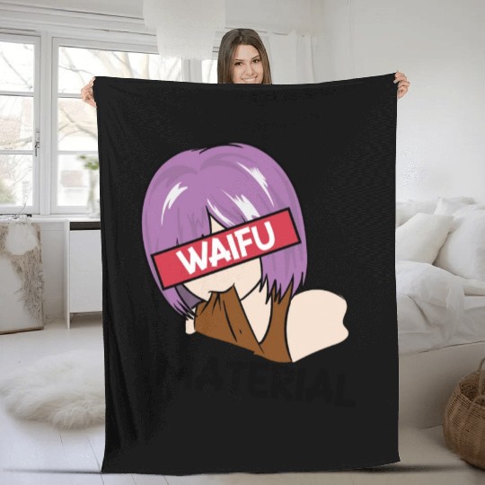 Anime Waifu Material Manga Eyes Japanese Fleece Blankets