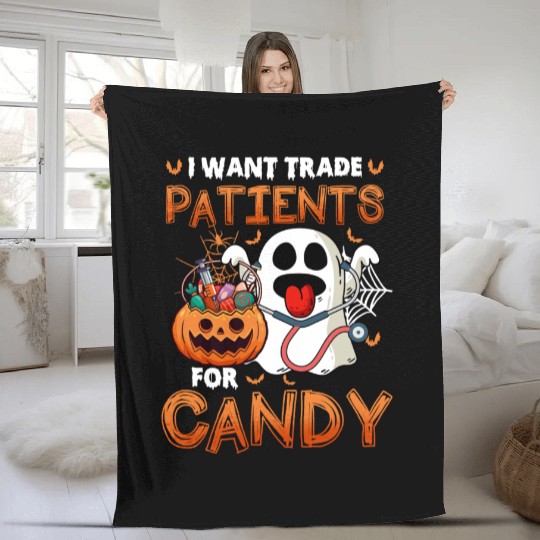 Nurse Halloween Will Trade Patients For Candy Fleece Blankets