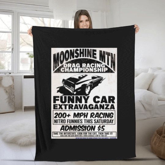 Vintage Hot Rod Classic Drag Racing Poster Fleece Blankets