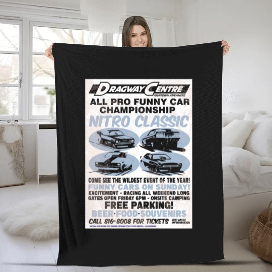 Vintage Hot Rod Classic Drag Racing Poster Fleece Blankets