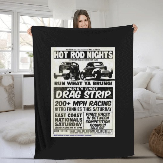 Vintage Hot Rod Classic Drag Racing Poster #9 Fleece Blankets