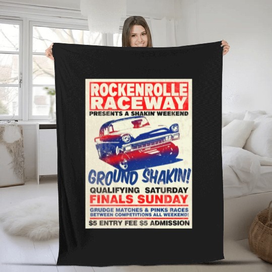 Vintage Hot Rod Classic Drag Racing Poster Fleece Blankets