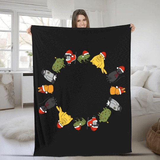 Christmas Holidays Cute Animals Stars Candy Canes Fleece Blankets