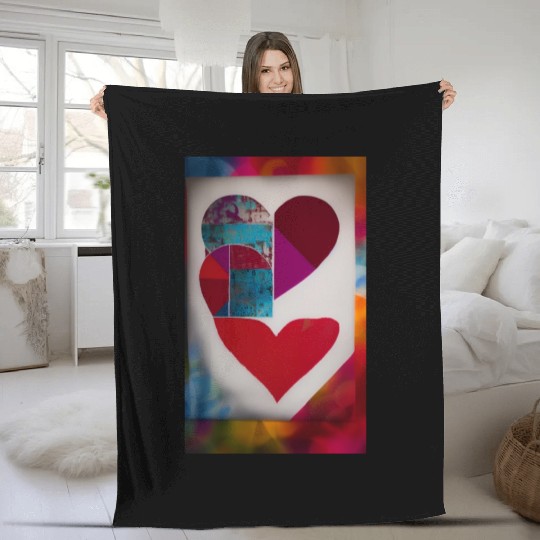 Modern Art Love Valentine Heart Romantic Design Fleece Blankets