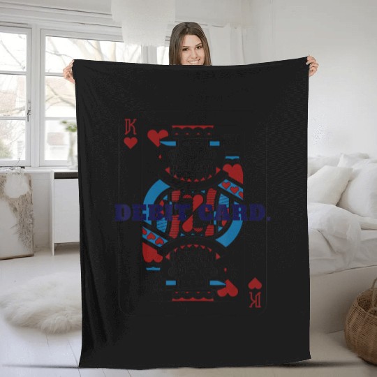 DEBIT CARD King of Hearts Playing Card Fleece Blankets