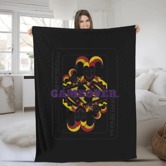GAME OVER Joker Playing Card Fleece Blankets