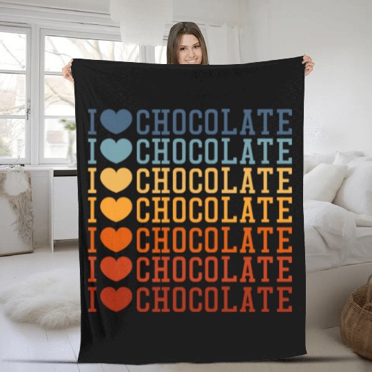 I Love Chocolate Retro Vintage Fleece Blankets