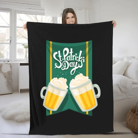 St Patrick's Day and two cups of beer Fleece Blankets