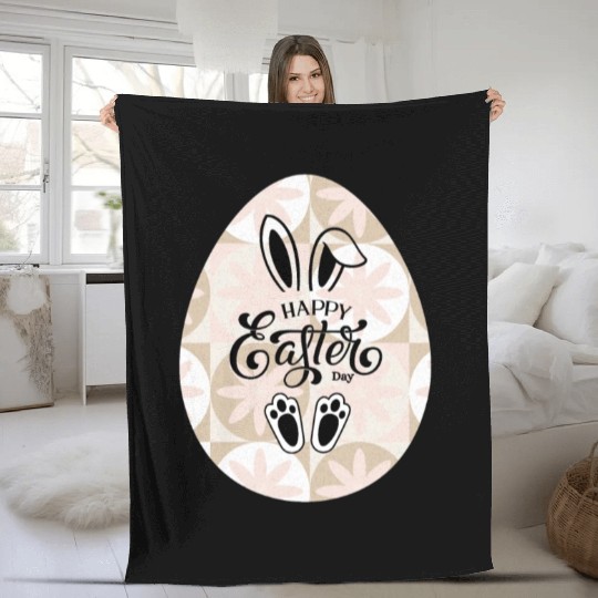 Happy easter sayings egg bunny Fleece Blankets