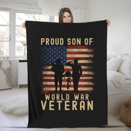 Proud Son of World War 2 Veteran Fleece Blankets