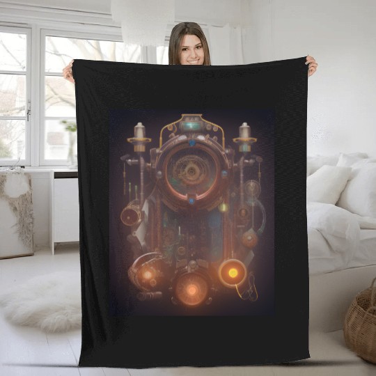 Steampunk AI design Fleece Blankets
