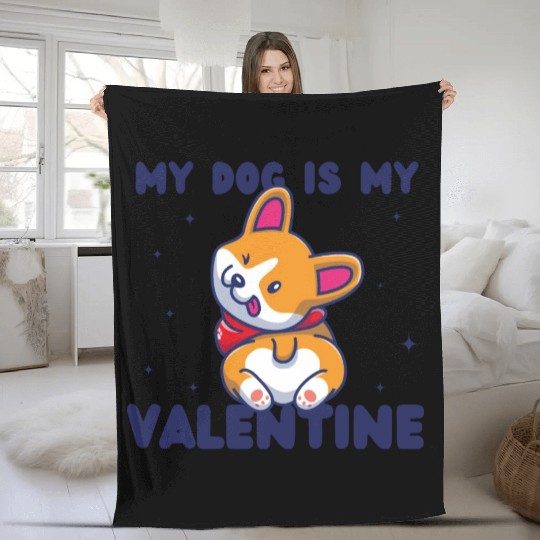 my dog is my valentine for dog lover Fleece Blankets