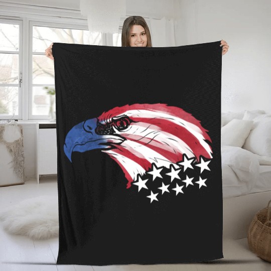 Bald Eagle Us Flag Colors Fleece Blankets