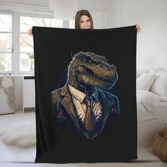 T-Rex crime boss Fleece Blankets