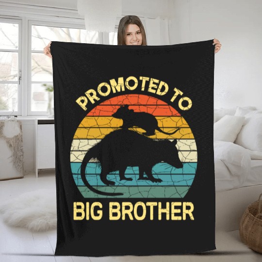 Promoted to big brother Opossum Gift, baby possum Fleece Blankets