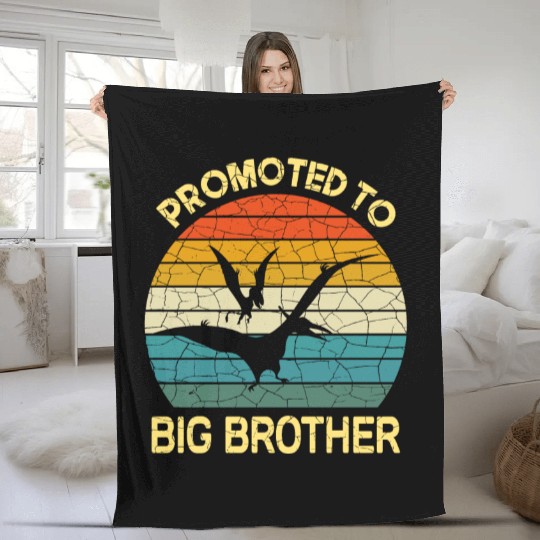 Promoted to big brother dinosaur Gift Fleece Blankets
