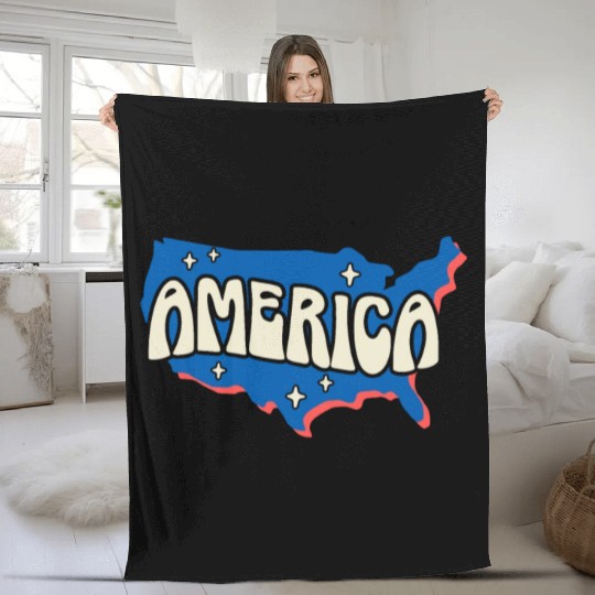 Patriotic America USA Flag 4th Of July American Fleece Blankets