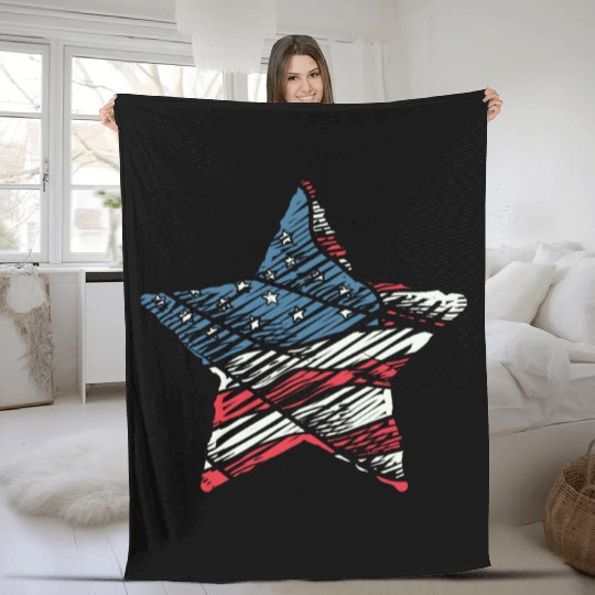 Patriotic America USA Flag 4th Of July American Fleece Blankets