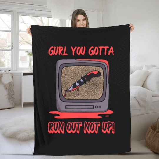 Run outside, not up Fleece Blankets