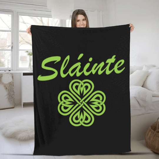 Slainte Shamrock Cheers Salute St. Patrick's Day Fleece Blankets